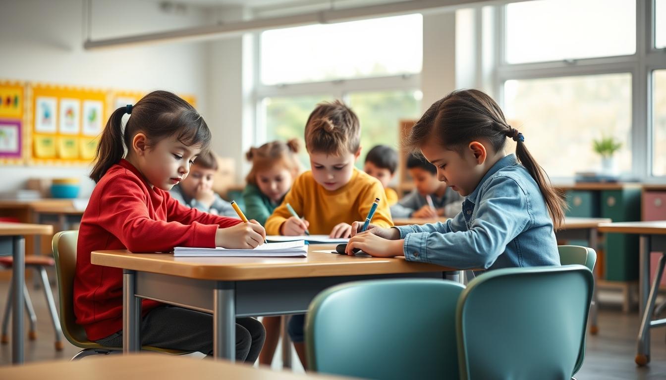 Student using learning strategies while studying