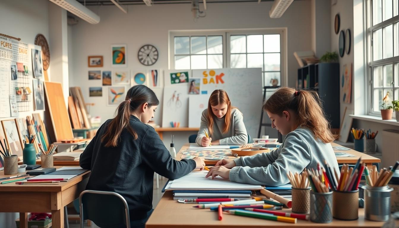 Students collaborating in study space