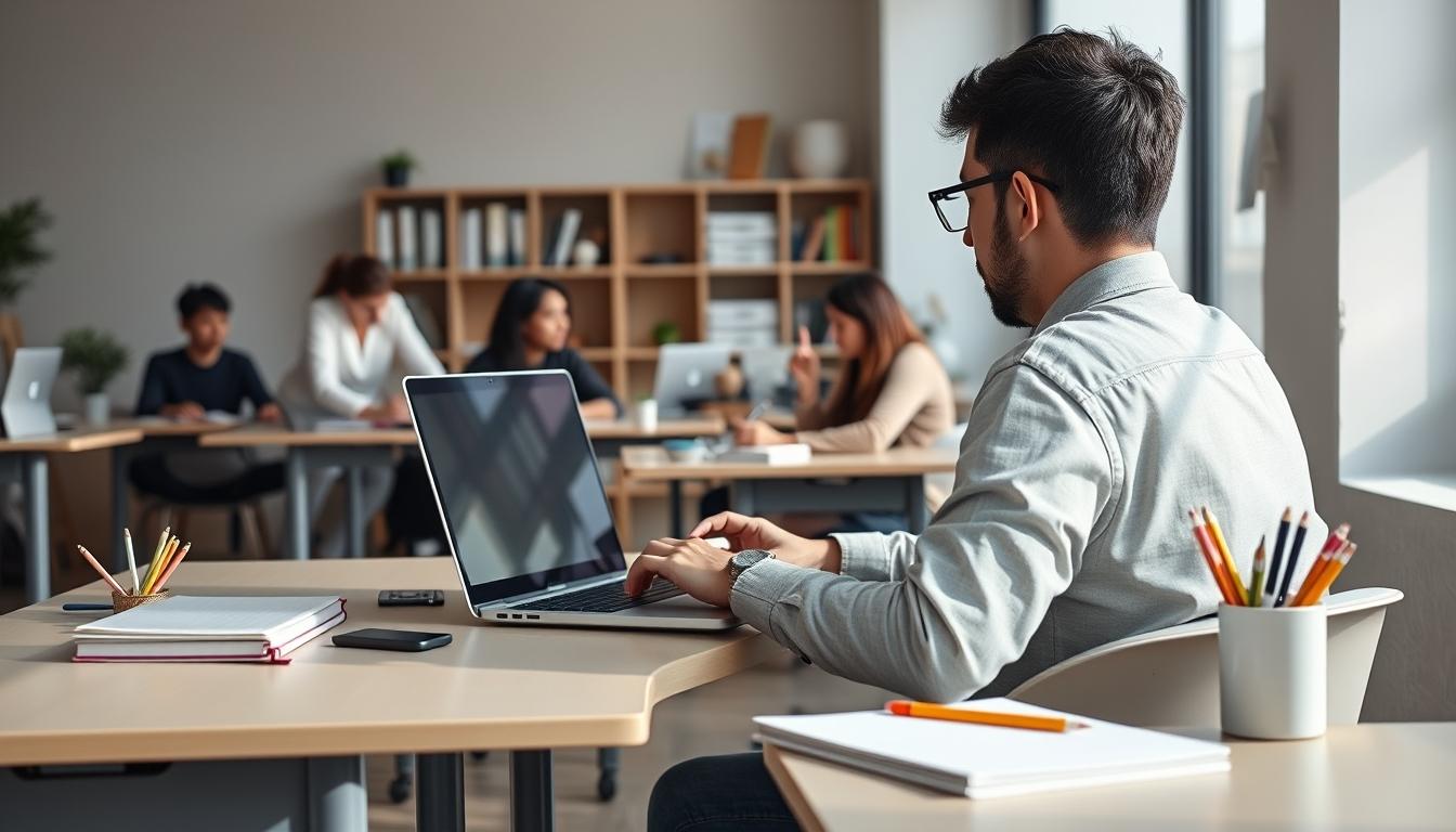 Student using online courses for flexible education